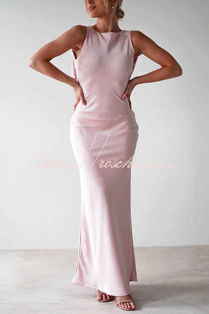 Color Backless Lace-up Slim Maxi Dress