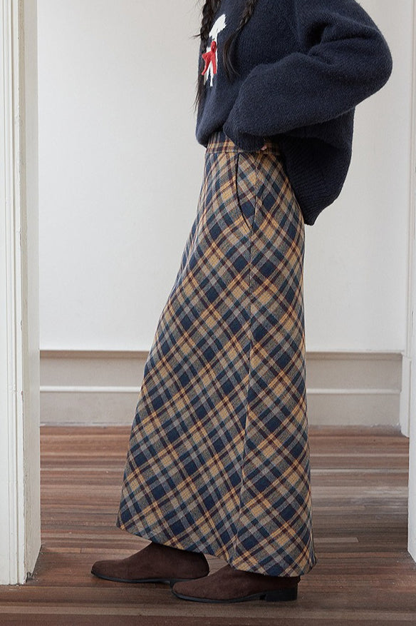 High-waist Plaid Pencil Skirt