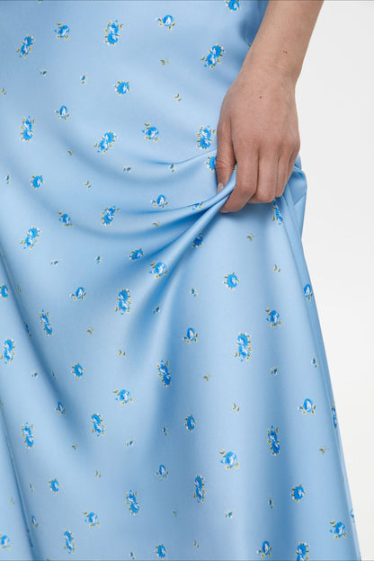 High Waist Satin Print Drape Skirt