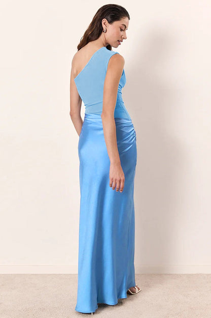 One-shoulder Sleeveless Tailored Maxi Dress