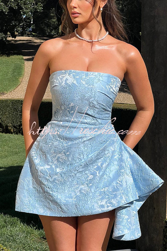 Jacquard Off-shoulder Backless Fitted Mini Dress