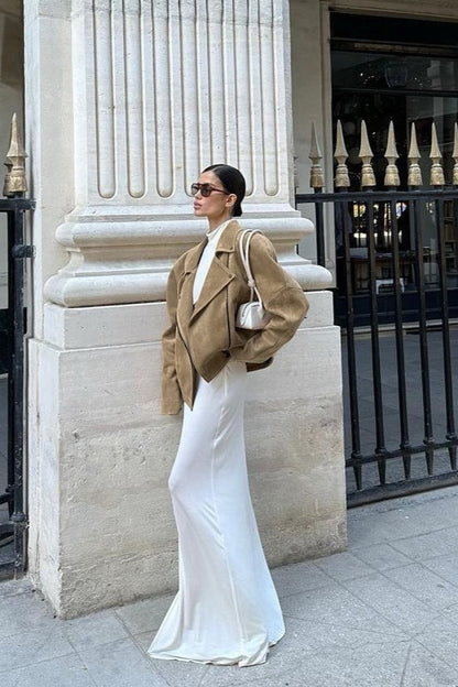 Suede Lad-style Notch-collar Coat