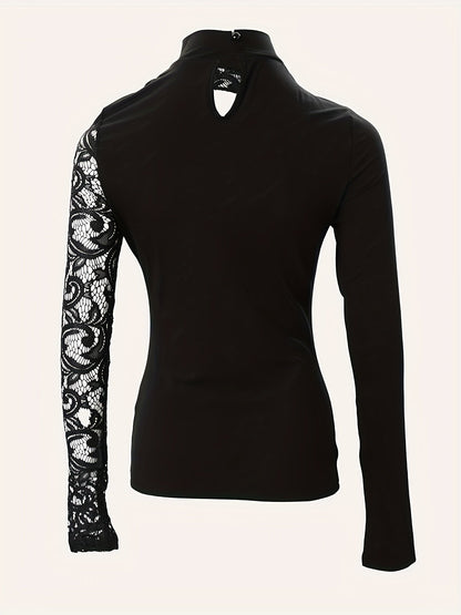 Cutout Lace Stitching T-shirt Rf6521