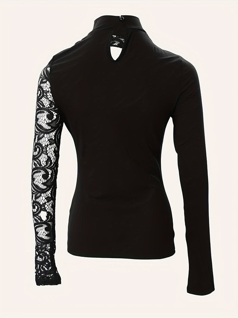 Cutout Lace Stitching T-shirt Rf6521