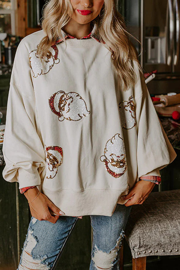Christmas Claus Sequined Loose Sweatshirt