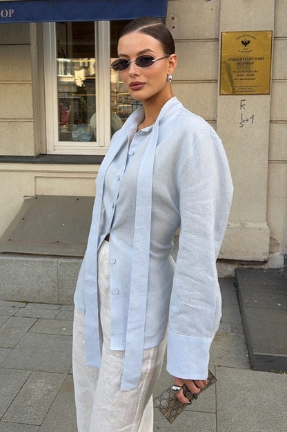Cotton Tie Front Blouse