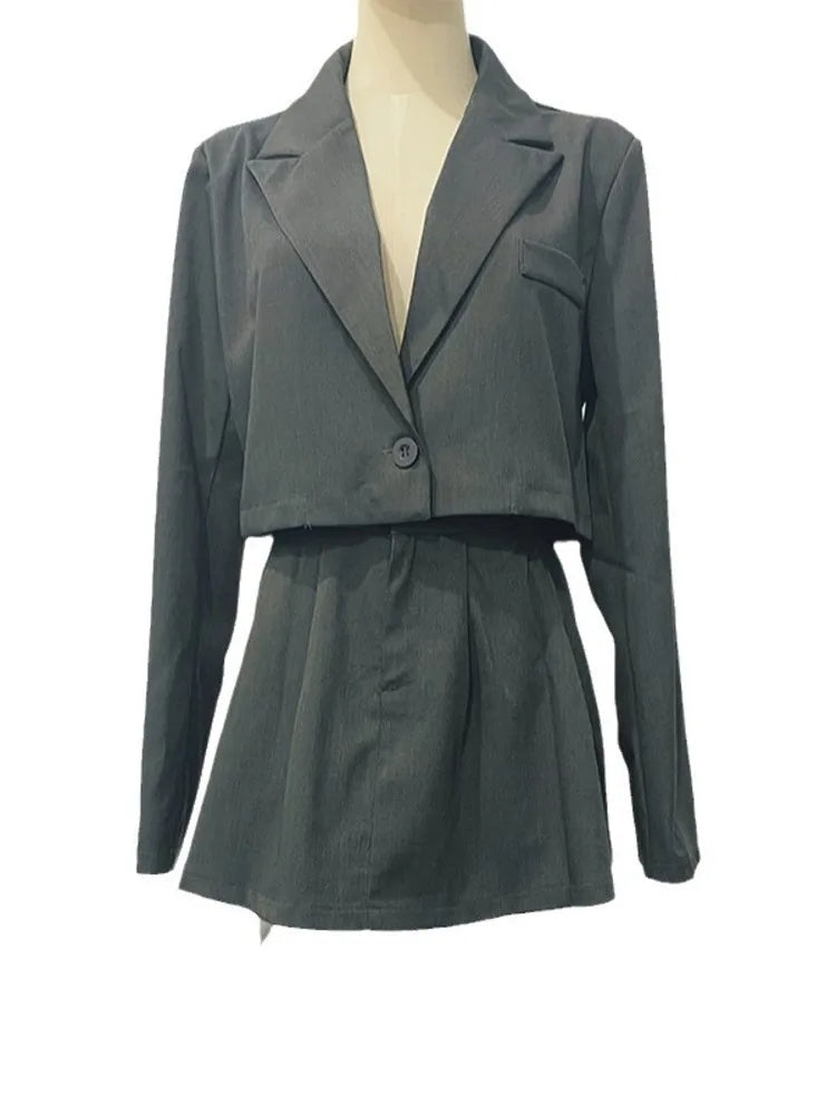 Suit Top Short Skirt Two-piece Set for Autumn New Suit Slim High Waist Slimming Temperament Two-piece Set