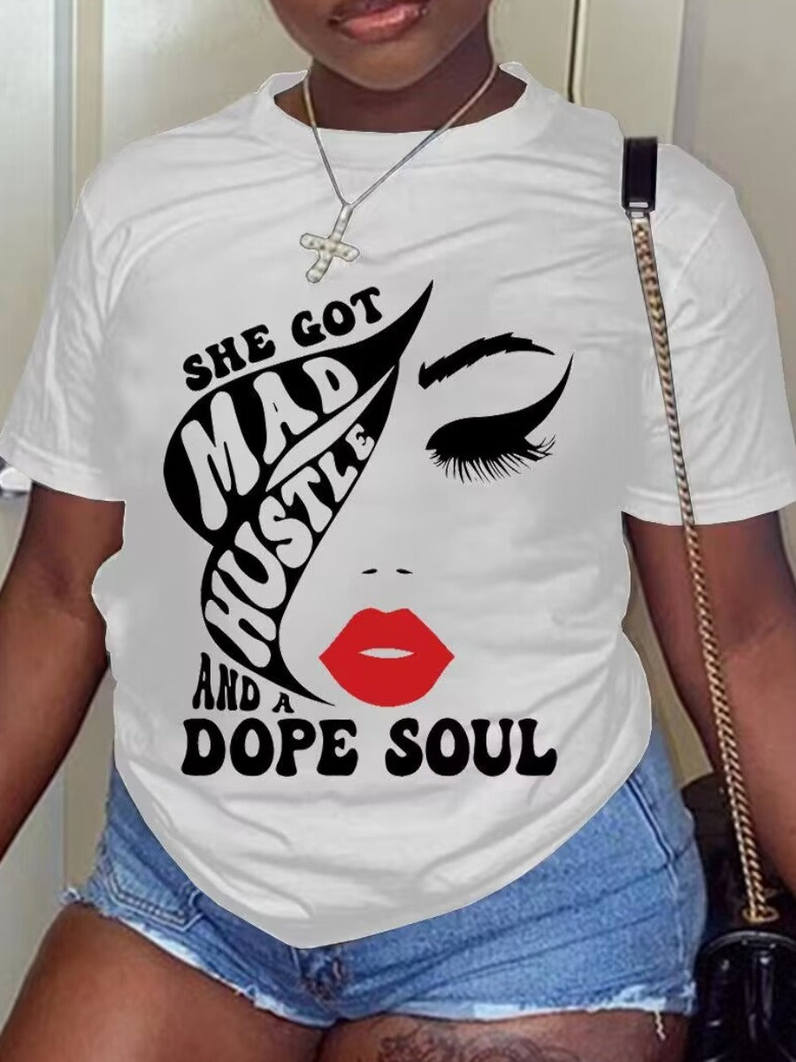 Lip Letter Print T-shirt Ar70112