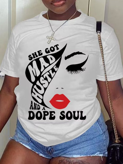 Lip Letter Print T-shirt Ar70112