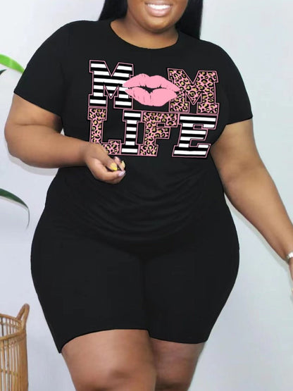 Lip Letter Print Shorts Set Ar5060