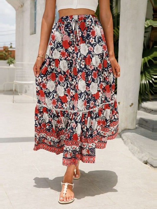 Romantic Red Tiered Skirt