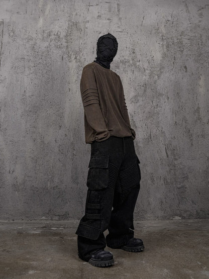 Strapped Sleeve Sweatshirt Brown