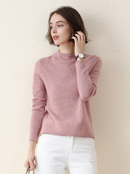 100% Cashmere Round Neck Knit Sweater