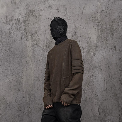 Strapped Sleeve Sweatshirt Brown