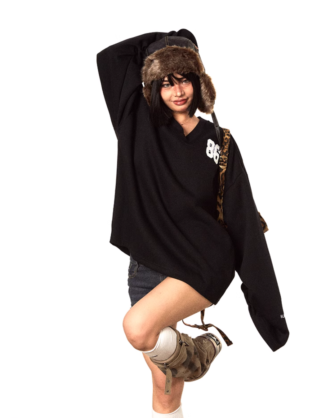 Oversized Black V-neck Sweater