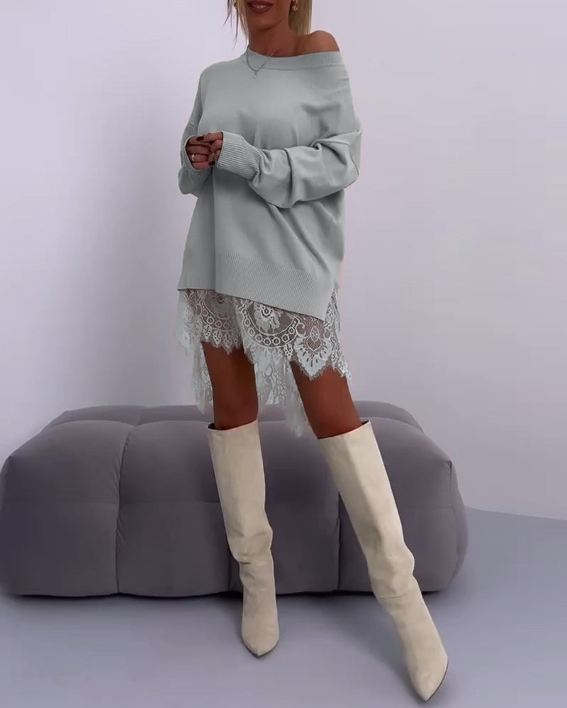 Angeline - Fashionably Off-shoulder Sweater Dress