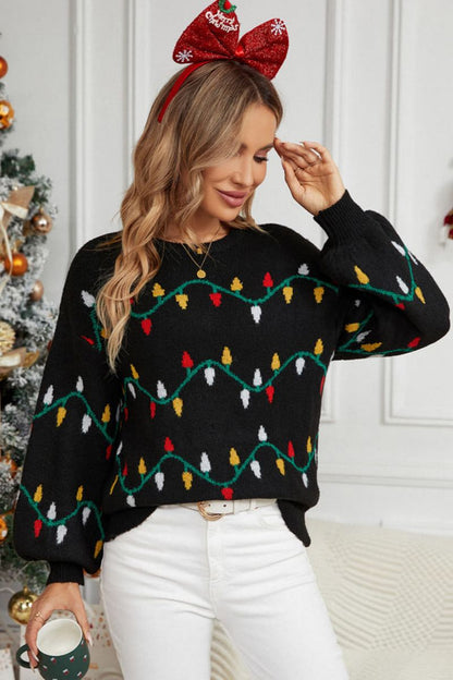 Crewneck Embroidered Knit Sweater – Colorful String