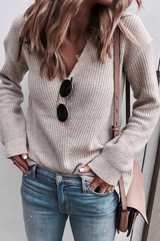 V-neck Knitted Sweater(5 Colors)
