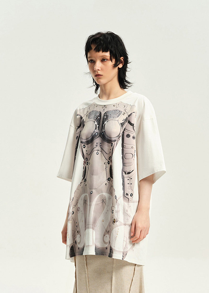 Cyborg Print Oversized T-shirt