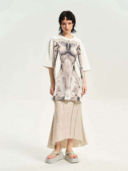 Cyborg Print Oversized T-shirt