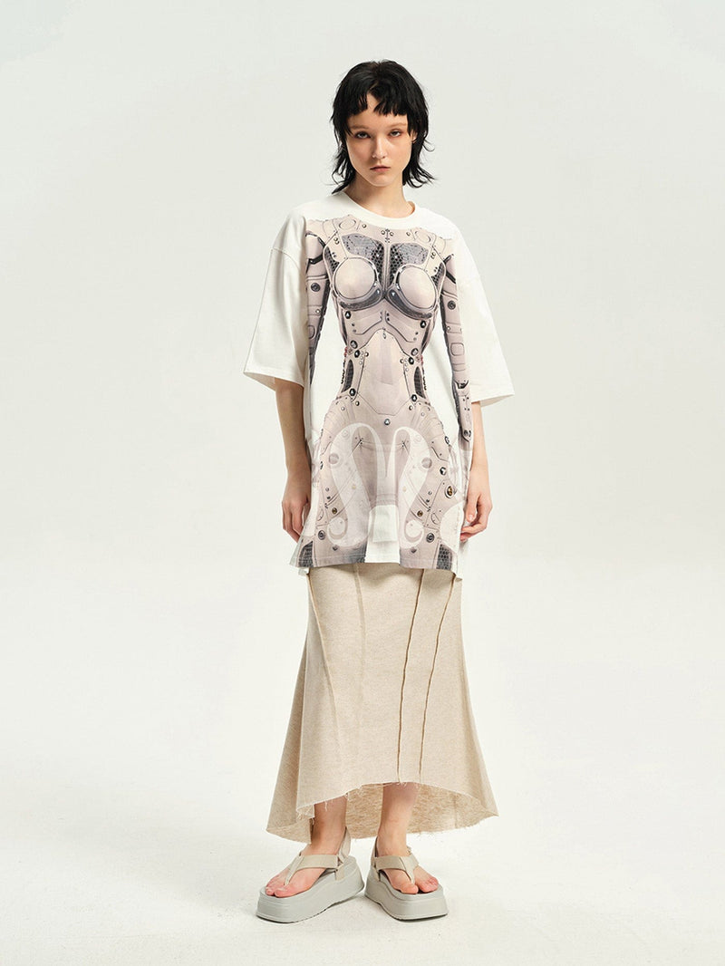 Cyborg Print Oversized T-shirt