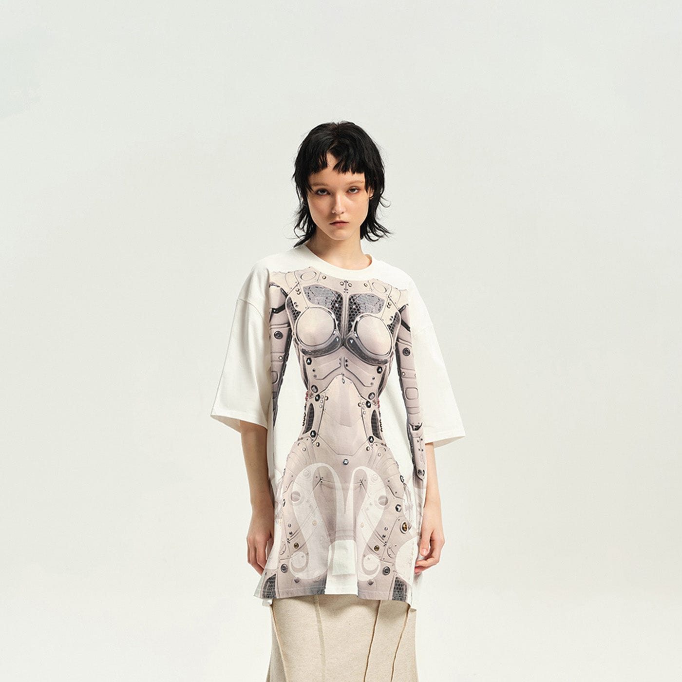 Cyborg Print Oversized T-shirt