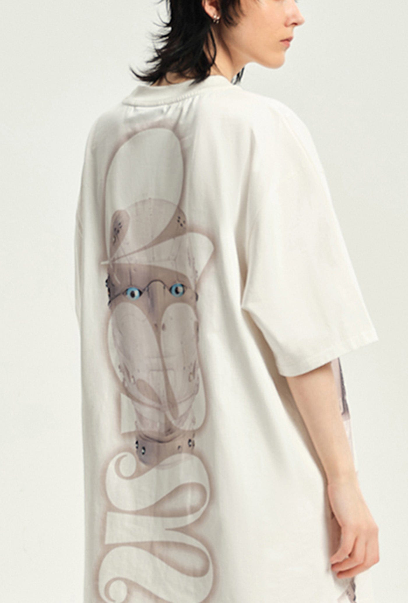 Cyborg Print Oversized T-shirt