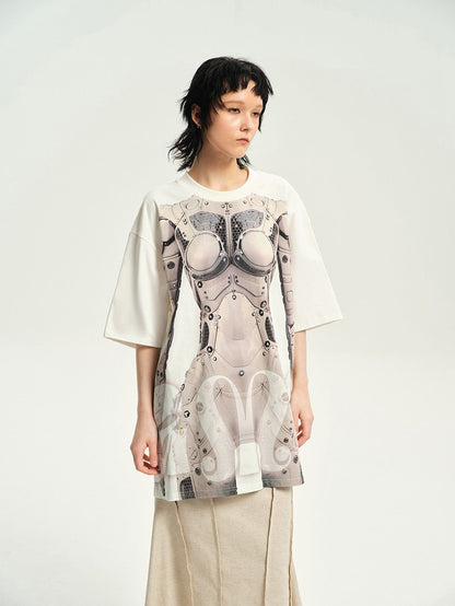 Cyborg Print Oversized T-shirt
