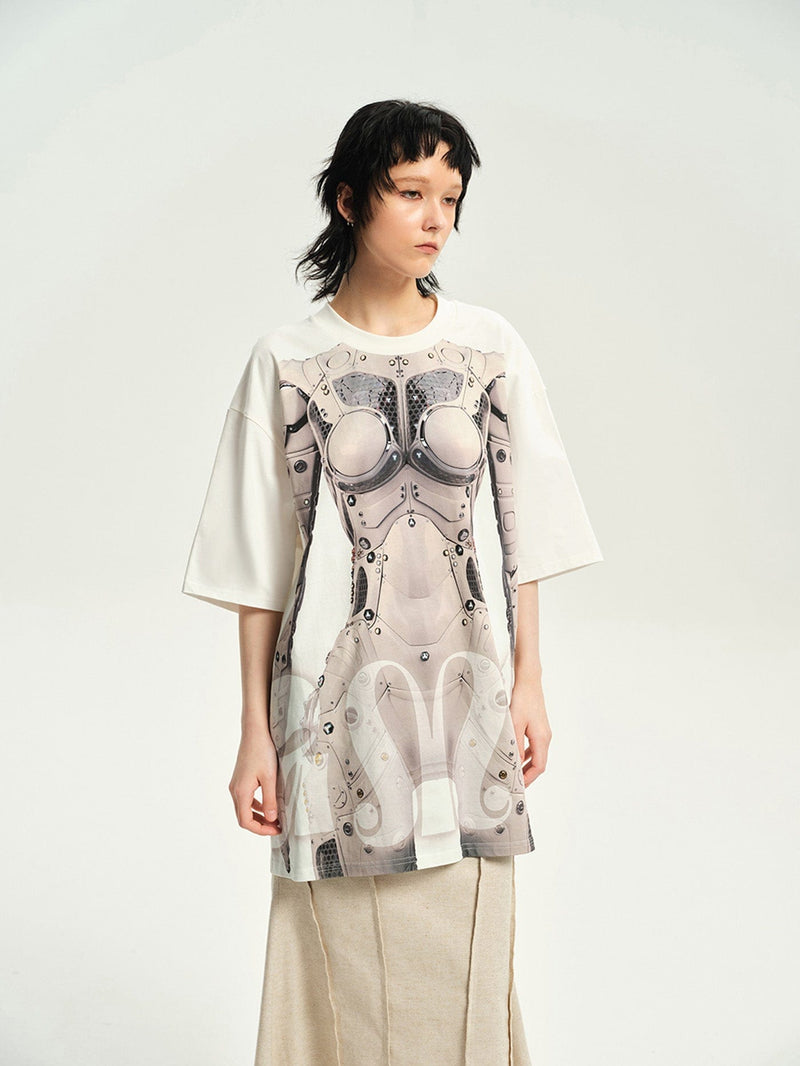 Cyborg Print Oversized T-shirt