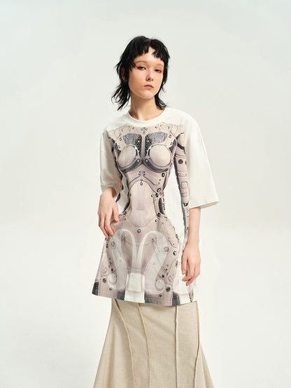 Cyborg Print Oversized T-shirt
