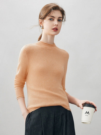 100% Cashmere Round Neck Knit Sweater