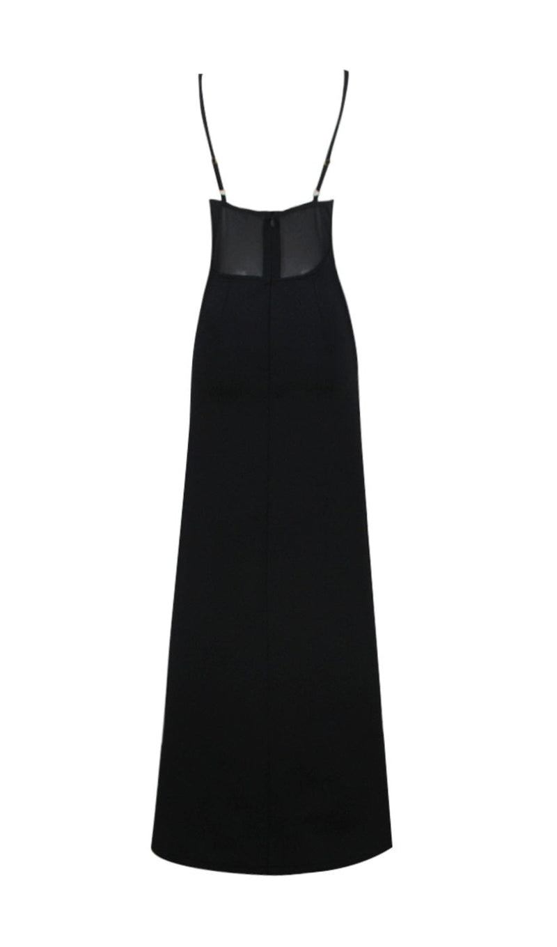 Starfish Embellished Mesh Bodice Maxi Dress in Black