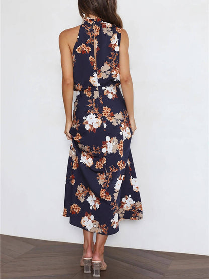 Halter Neck Elastic Waist Maxi Dress
