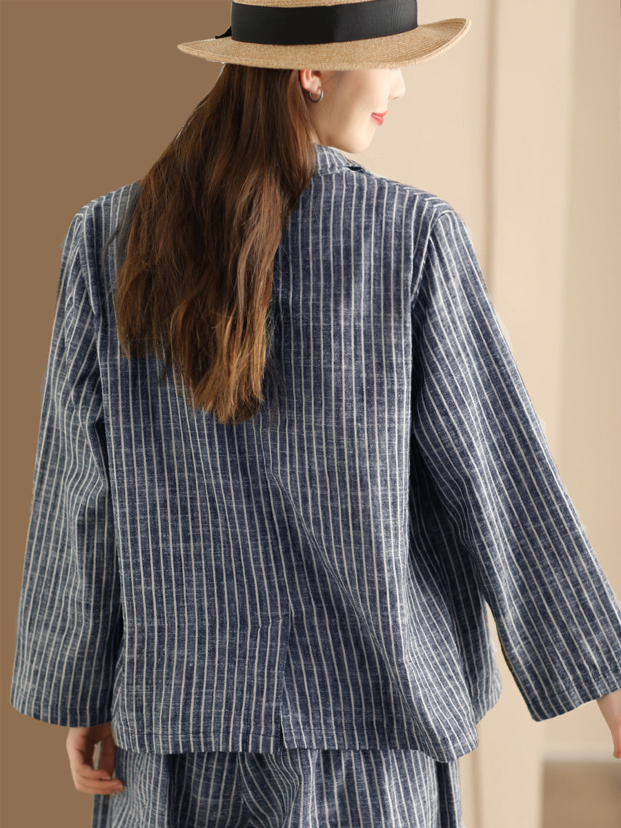 Stripe Spring Linen Shirt+pants Ii1057