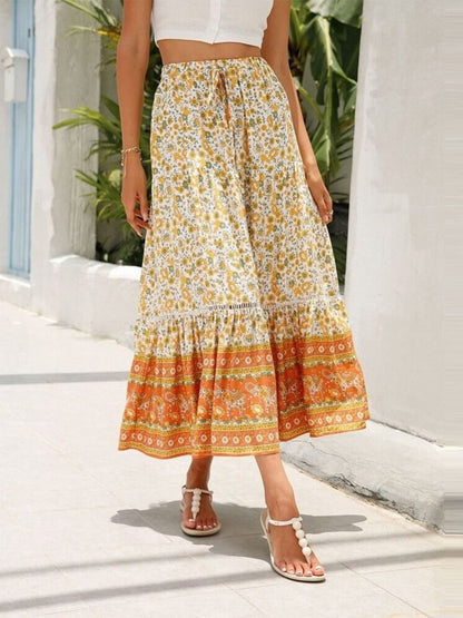 Magnolia Print Tiered Skirt