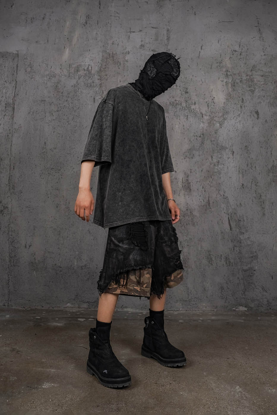 Distressed Washed Black T-shirt