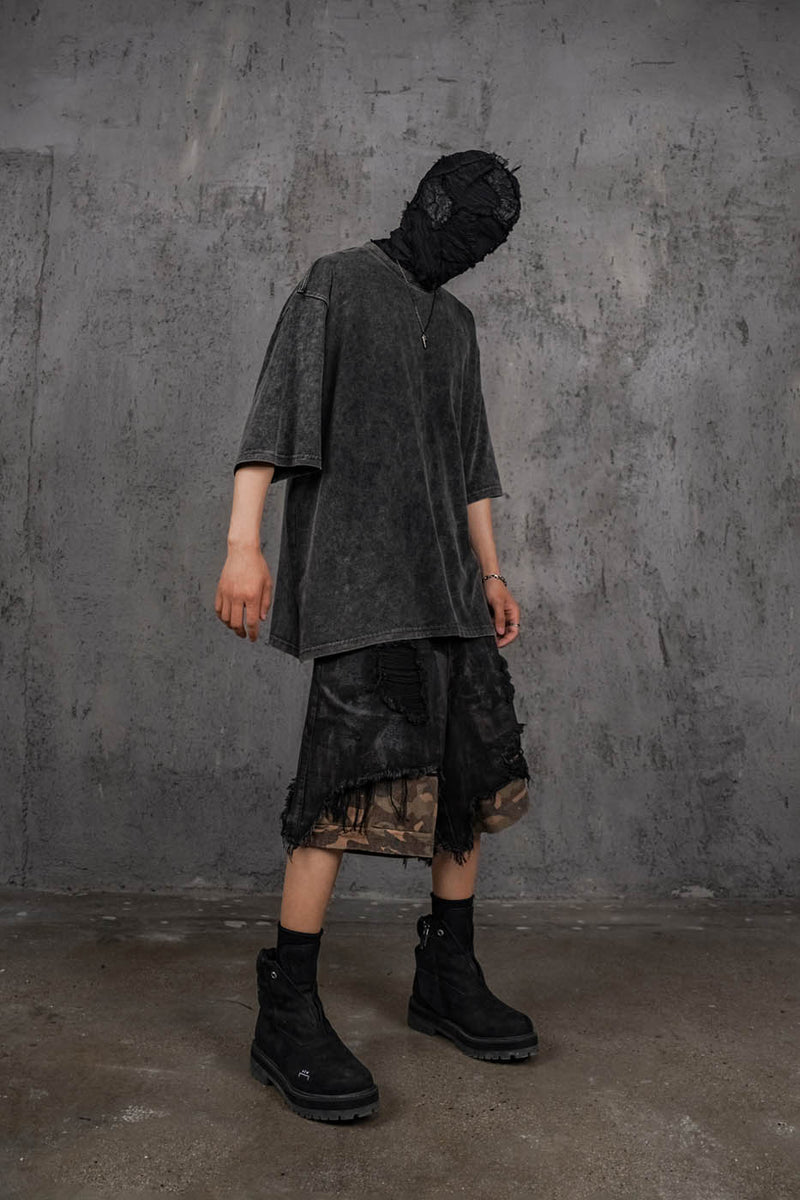 Distressed Washed Black T-shirt