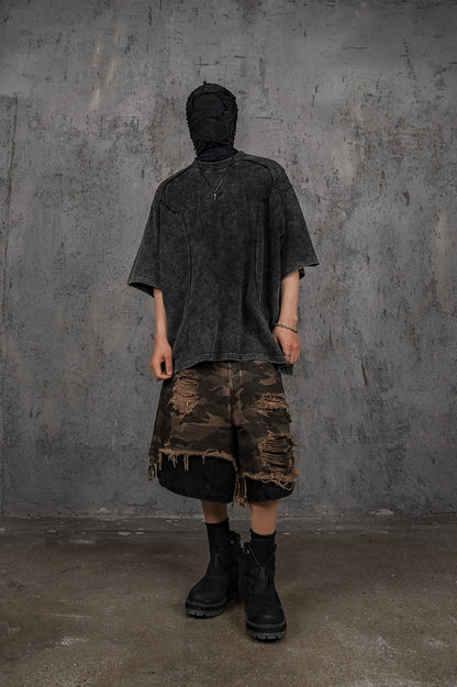 Washed Structured Black T-shirt