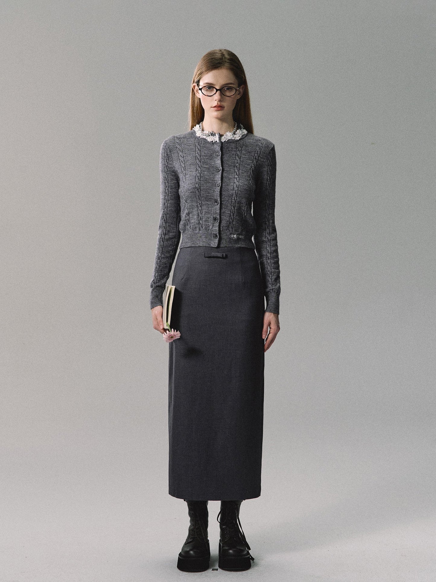 Lace Collar Button Cardigan