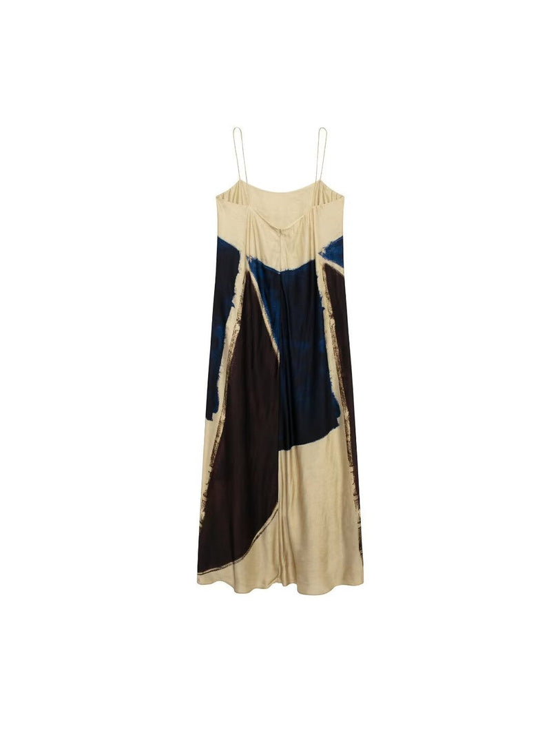 Retro Print Spaghetti Strap Maxi Dress