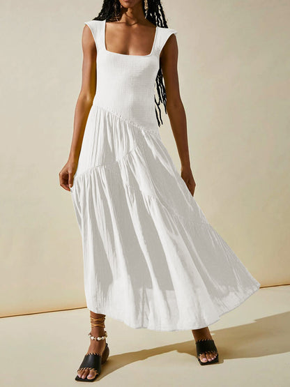 Square Neck Patchwork Maxi Dress