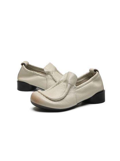Summer Retro Soft Genuine Leather Low Heel Shoes Cx013