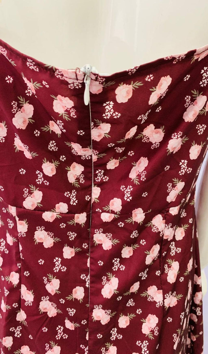 Wine Bustier Midi Dress