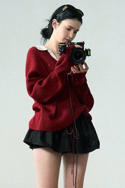 Burgundy Ribbed Sweater