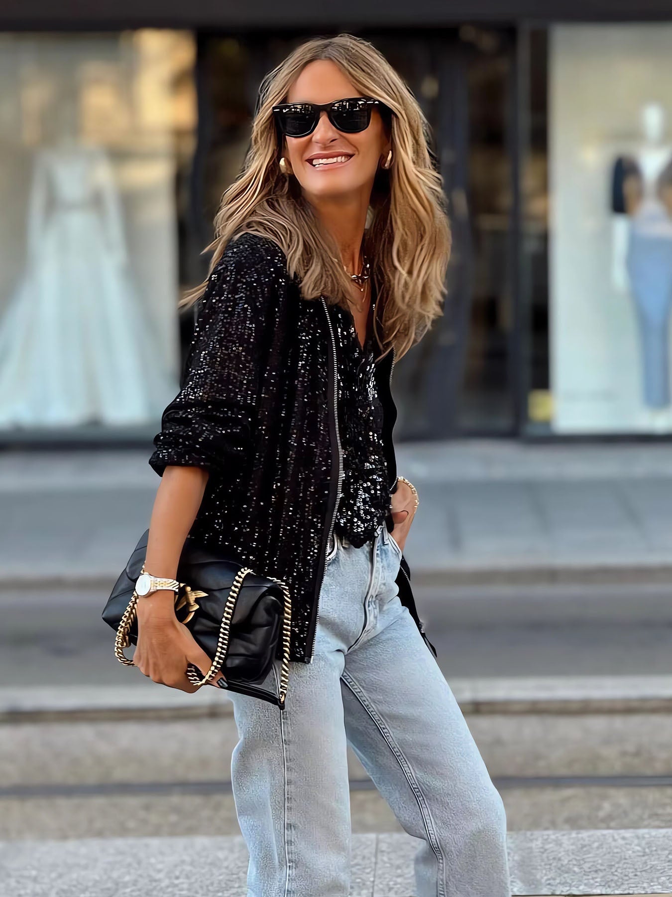Black Sequin Coat