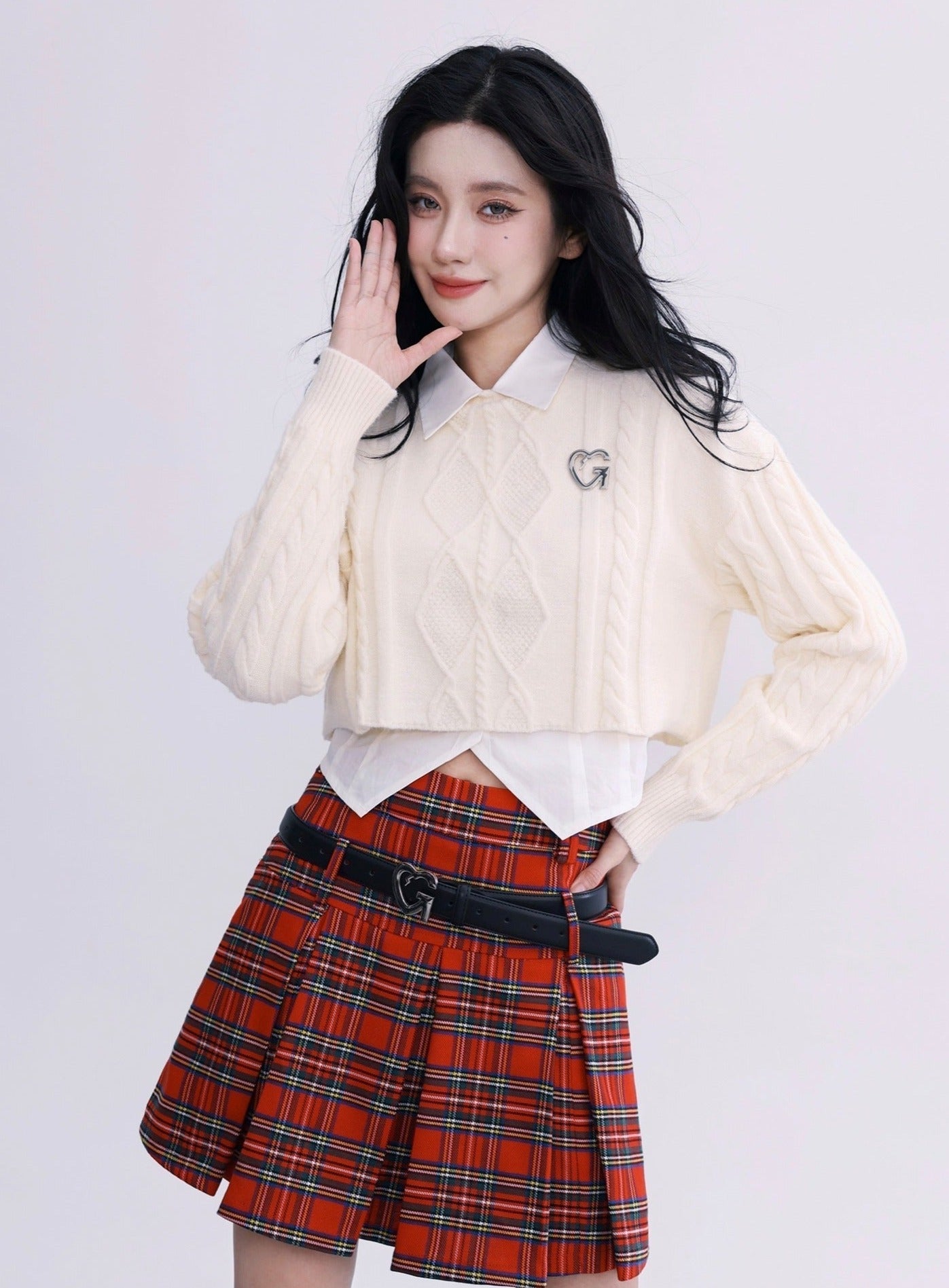 Cg Diamond Knit Cropped Sweater