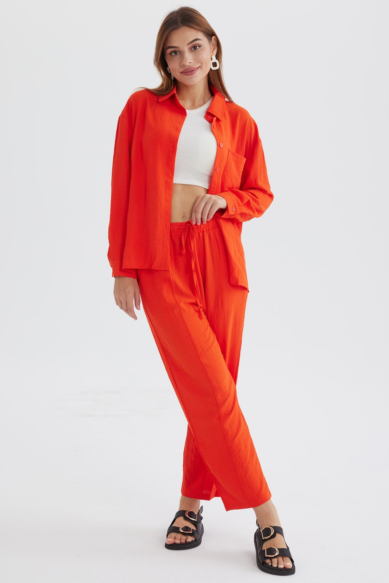 Long Sleeve Color Shirt Long Pants Set