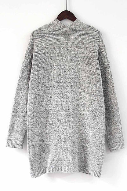 Color Knitted Cardigan With Large Pockets