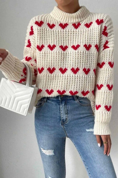 Heart Jacquard Knitted Sweater