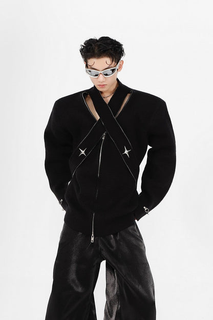 Argue Culture Oversized Zippered Jacket - Cotton Distressed Coat